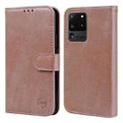For Samsung Galaxy S20 Ultra Skin Feeling Oil Leather Texture PU + TPU Phone Case(Champagne) - 1