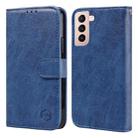 For Samsung Galaxy S21+ Skin Feeling Oil Leather Texture PU + TPU Phone Case(Dark Blue) - 1