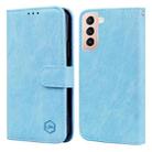 For Samsung Galaxy S21+ Skin Feeling Oil Leather Texture PU + TPU Phone Case(Light Blue) - 1