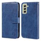 For Samsung Galaxy S21 FE Skin Feeling Oil Leather Texture PU + TPU Phone Case(Dark Blue) - 1