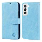 For Samsung Galaxy S22 Skin Feeling Oil Leather Texture PU + TPU Phone Case(Light Blue) - 1