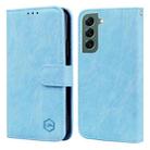 For Samsung Galaxy S22+ Skin Feeling Oil Leather Texture PU + TPU Phone Case(Light Blue) - 1