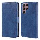 For Samsung Galaxy S22 Ultra Skin Feeling Oil Leather Texture PU + TPU Phone Case(Dark Blue) - 1