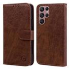 For Samsung Galaxy S22 Ultra Skin Feeling Oil Leather Texture PU + TPU Phone Case(Brown) - 1