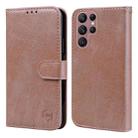 For Samsung Galaxy S22 Ultra Skin Feeling Oil Leather Texture PU + TPU Phone Case(Champagne) - 1