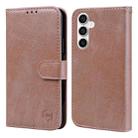 For Samsung Galaxy S23 FE Skin Feeling Oil Leather Texture PU + TPU Phone Case(Champagne) - 1