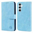 For Samsung Galaxy S23 FE Skin Feeling Oil Leather Texture PU + TPU Phone Case(Light Blue) - 1