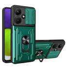 For Infinix Hot 30i Sliding Camshield TPU+PC Phone Case with Card Slot(Dark Green) - 1