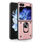 For Samsung Galaxy Z Flip5 Magnetic Holder TPU+PC Phone Case(Rose Gold) - 1