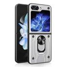 For Samsung Galaxy Z Flip5 Magnetic Holder TPU+PC Phone Case(White) - 1