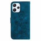 For Xiaomi Redmi 12 Lily Embossed Leather Phone Case(Dark Blue) - 3