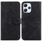 For Xiaomi Redmi 12 Lily Embossed Leather Phone Case(Black) - 1