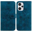 For Xiaomi Poco F5 / Note 12 Turbo Lily Embossed Leather Phone Case(Dark Blue) - 1