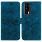 For Xiaomi Poco F5 Pro/Redmi K60/K60 Pro Lily Embossed Leather Phone Case(Dark Blue) - 1