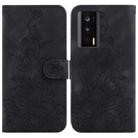 For Xiaomi Poco F5 Pro/Redmi K60/K60 Pro Lily Embossed Leather Phone Case(Black) - 1