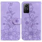 For Xiaomi Redmi Note 12S Lily Embossed Leather Phone Case(Purple) - 1