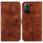 For Xiaomi Redmi Note 12S Lily Embossed Leather Phone Case(Brown) - 1