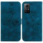 For Xiaomi Redmi Note 12S Lily Embossed Leather Phone Case(Dark Blue) - 1