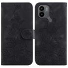 For Xiaomi Redmi A1+ 4G Global/Poco C50 Lily Embossed Leather Phone Case(Black) - 1