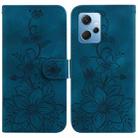 For Xiaomi Redmi Note 12 4G Global Lily Embossed Leather Phone Case(Dark Blue) - 1