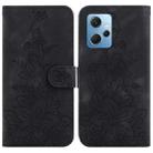 For Xiaomi Redmi Note 12 4G Global Lily Embossed Leather Phone Case(Black) - 1