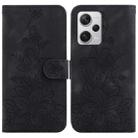 For Xiaomi Redmi Note 12 Pro+ Global Lily Embossed Leather Phone Case(Black) - 1