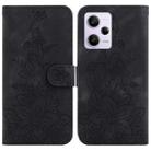 For Xiaomi Redmi Note 12 Pro 5G Global Lily Embossed Leather Phone Case(Black) - 1