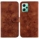 For Xiaomi Redmi Note 12 5G Global/Poco X5 Lily Embossed Leather Phone Case(Brown) - 1