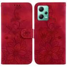 For Xiaomi Redmi Note 12 5G Global/Poco X5 Lily Embossed Leather Phone Case(Red) - 1