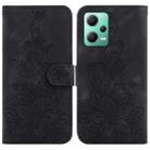 For Xiaomi Redmi Note 12 5G Global/Poco X5 Lily Embossed Leather Phone Case(Black) - 1