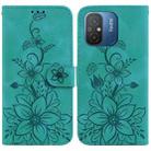 For Xiaomi Redmi 12C / 11A Lily Embossed Leather Phone Case(Green) - 1