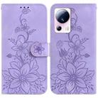 For Xiaomi 13 Lite / Civi 2 Lily Embossed Leather Phone Case(Purple) - 1