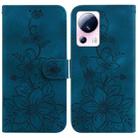 For Xiaomi 13 Lite / Civi 2 Lily Embossed Leather Phone Case(Dark Blue) - 1