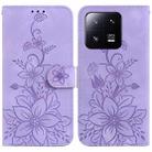 For Xiaomi 13 Pro Lily Embossed Leather Phone Case(Purple) - 1