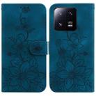 For Xiaomi 13 Pro Lily Embossed Leather Phone Case(Dark Blue) - 1