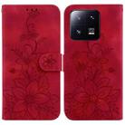 For Xiaomi 13 Pro Lily Embossed Leather Phone Case(Red) - 1