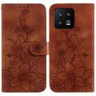 For Xiaomi 13 5G Lily Embossed Leather Phone Case(Brown) - 1