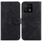 For Xiaomi 13 5G Lily Embossed Leather Phone Case(Black) - 1