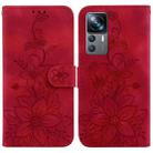 For Xiaomi 12T / 12T Pro Lily Embossed Leather Phone Case(Red) - 1