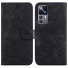 For Xiaomi 12T / 12T Pro Lily Embossed Leather Phone Case(Black) - 1