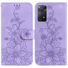 For Xiaomi Redmi Note 11 Pro 4G/5G Global Lily Embossed Leather Phone Case(Purple) - 1