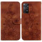 For Xiaomi Redmi Note 11 Pro 4G/5G Global Lily Embossed Leather Phone Case(Brown) - 1