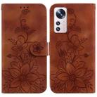 For Xiaomi 12 Lite Lily Embossed Leather Phone Case(Brown) - 1