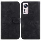 For Xiaomi 12 Lite Lily Embossed Leather Phone Case(Black) - 1