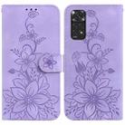 For Xiaomi Redmi Note 11 Global / Note 11S Lily Embossed Leather Phone Case(Purple) - 1