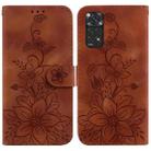 For Xiaomi Redmi Note 11 Global / Note 11S Lily Embossed Leather Phone Case(Brown) - 1