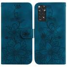 For Xiaomi Redmi Note 11 Global / Note 11S Lily Embossed Leather Phone Case(Dark Blue) - 1