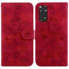 For Xiaomi Redmi Note 11 Global / Note 11S Lily Embossed Leather Phone Case(Red) - 1