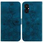 For Xiaomi Poco M4 5G Lily Embossed Leather Phone Case(Dark Blue) - 1