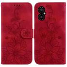 For Xiaomi Poco M4 5G Lily Embossed Leather Phone Case(Red) - 1